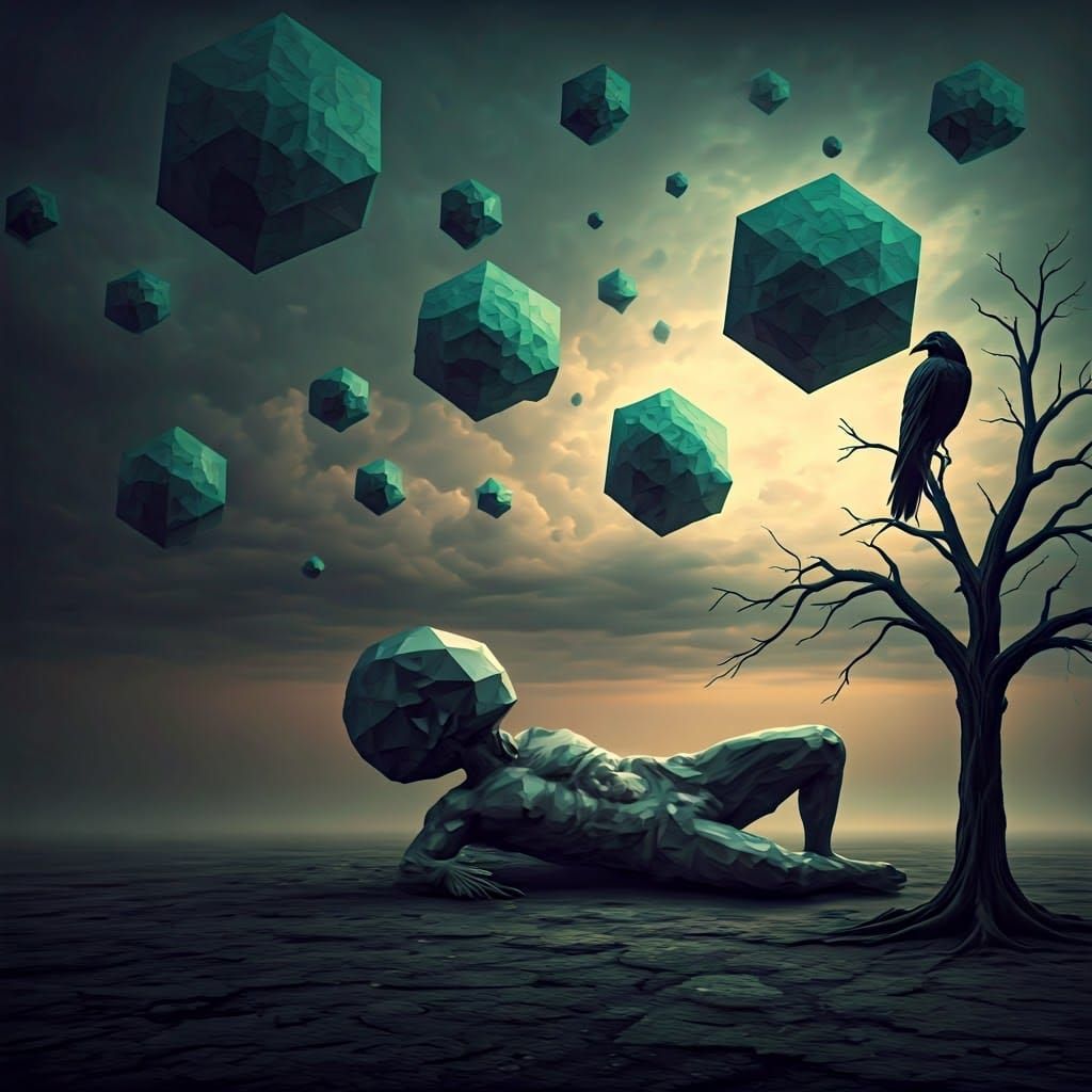 Surreal Polyhedral Shapes Falling From Sky