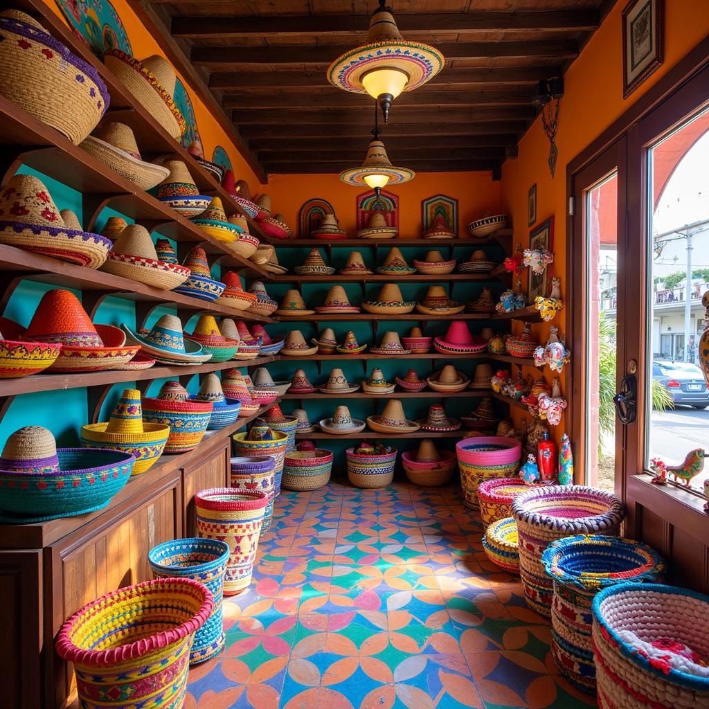 Festive Tex-Mex Hats in a Lively Market
