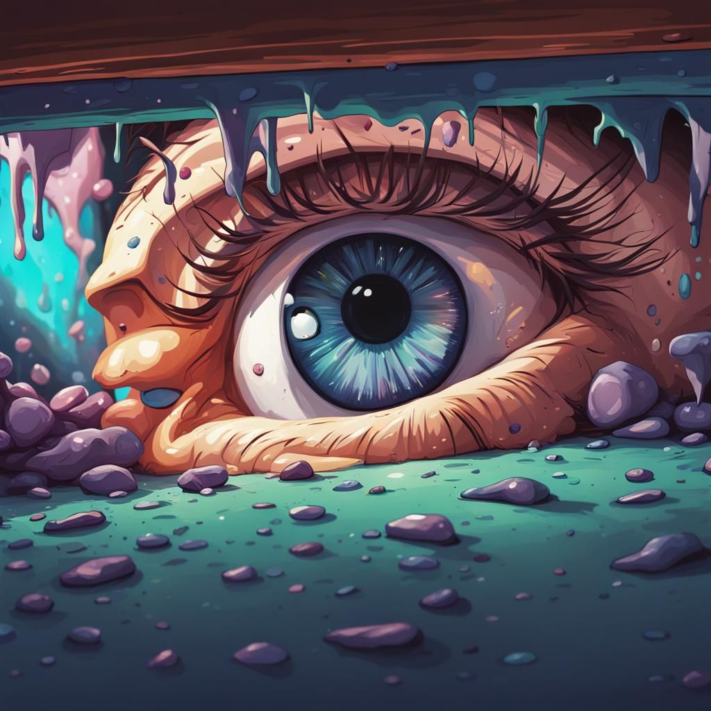 Hyperrealistic Creepy Eyes Under the Bed