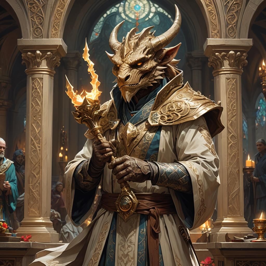 Dragonborn Portrait in Art Nouveau Style