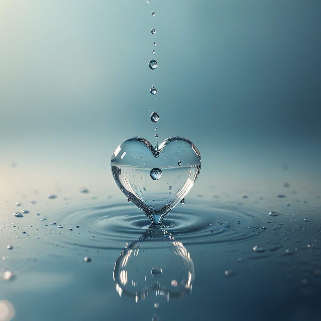 A Water Droplet Heart in Ethereal Pastel Hues