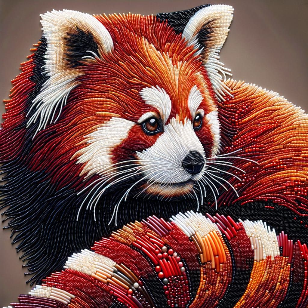 Vibrant Beaded Red Panda