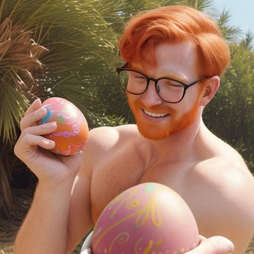 Retro Photo: Redhead Farmer After Easter Egg Harvest