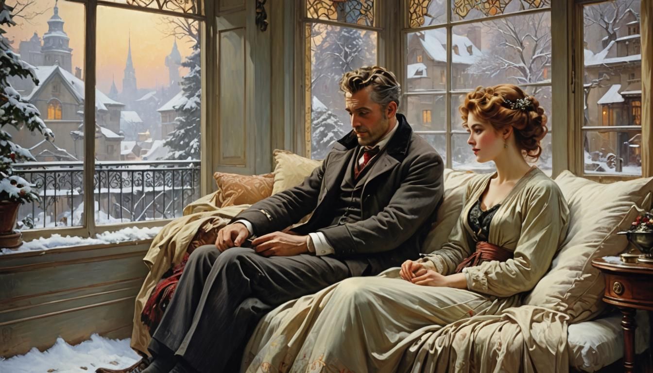 Cozy Winter Scene Indoors: Golden Age Illustration