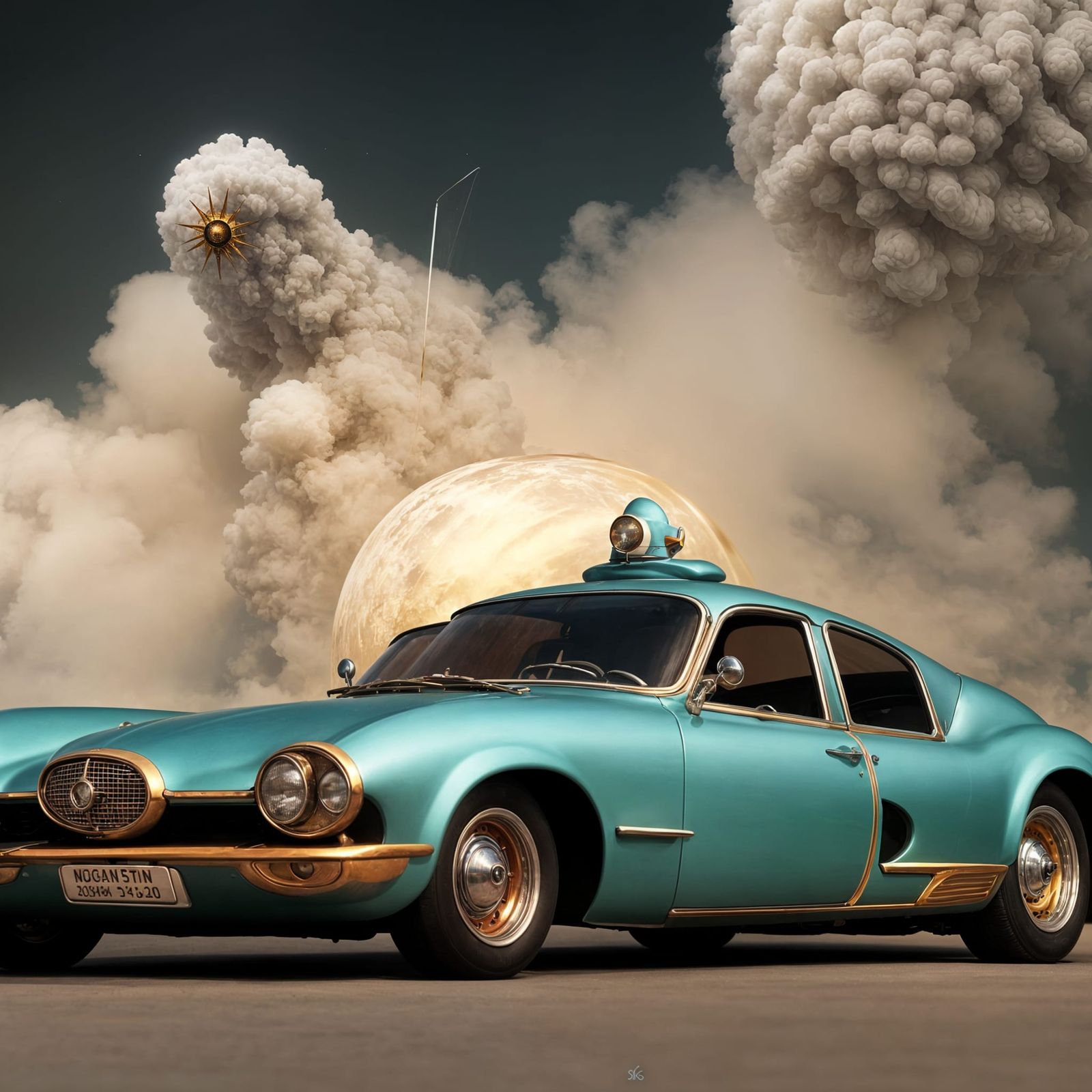 Futuristic Racing Cars in a Surreal Landscape