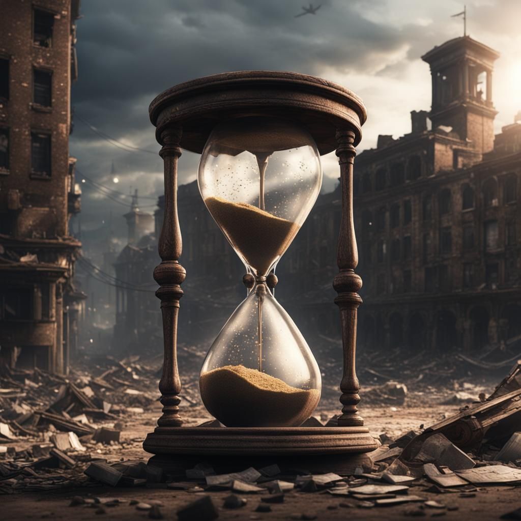 Hourglass in Abandoned City, 8K Resolution