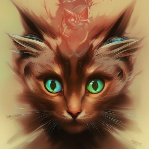 Demonic Eldridge Kitten Portrait in Hyperdetailed Style