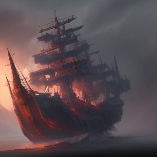 Fantastical Ghost Ship Concept Art in Deep Color