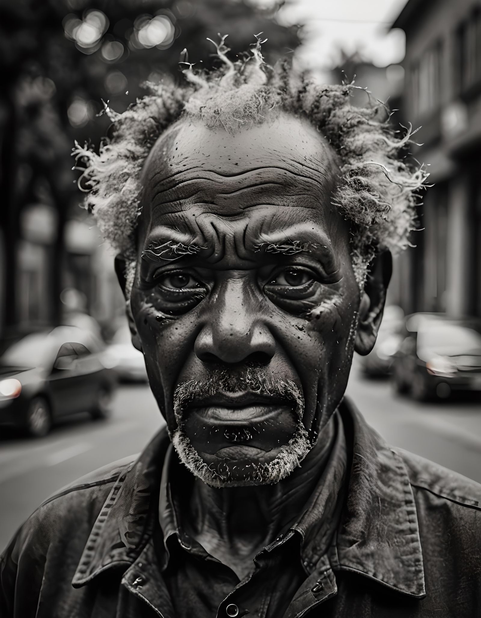 Emotional Black and White Portrait of an Old Man