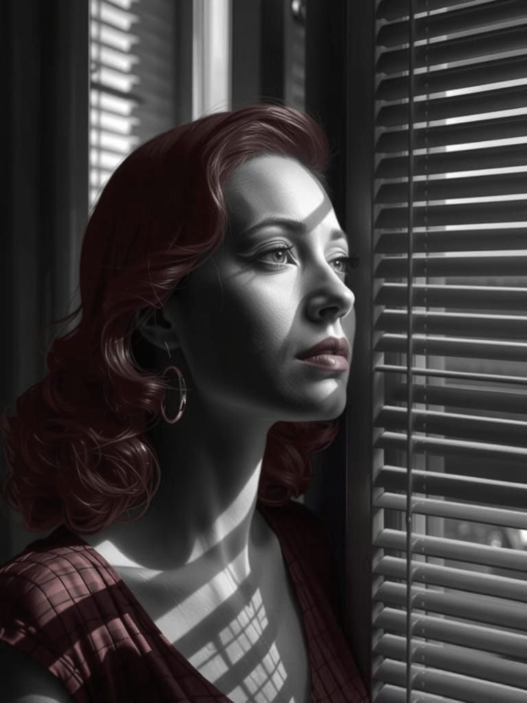 Mysterious Woman in Film Noir Portrait