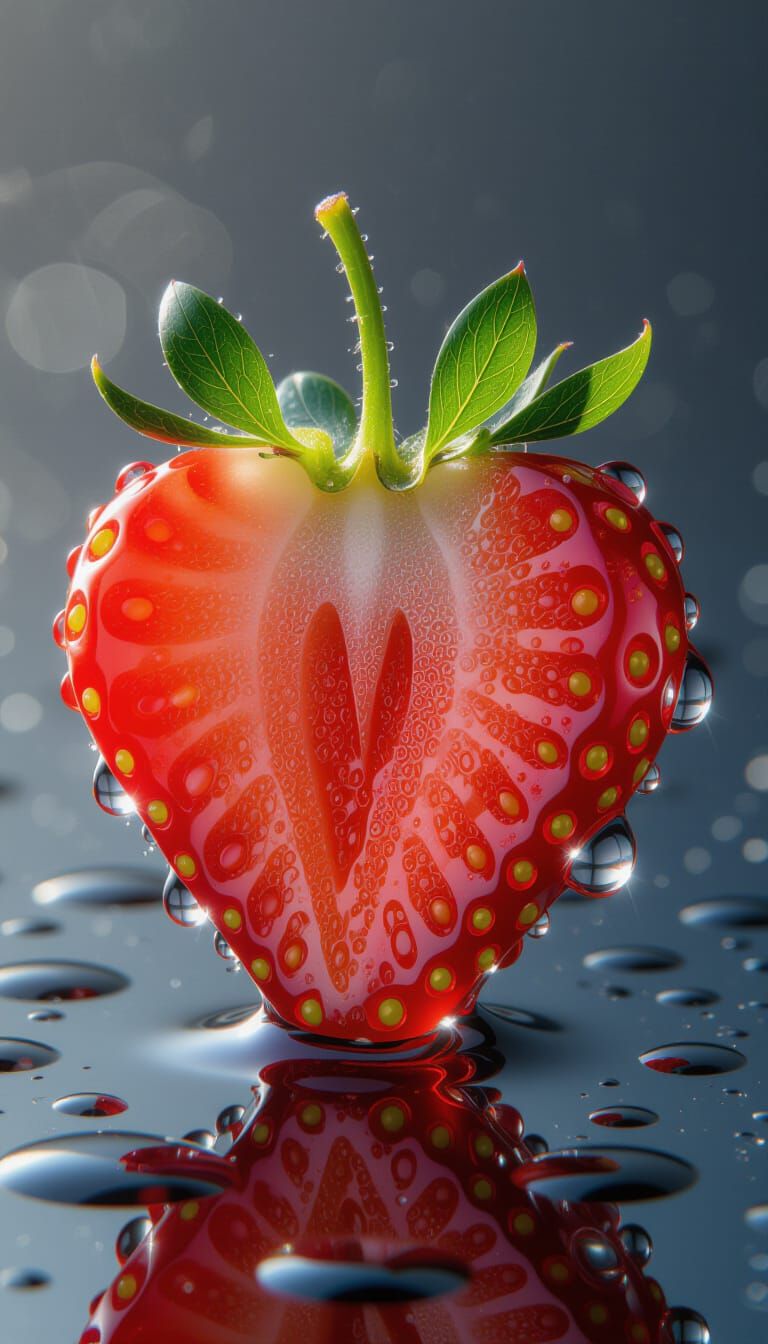 Glass Strawberry Slice Inspired by Chihuly's Glasswork