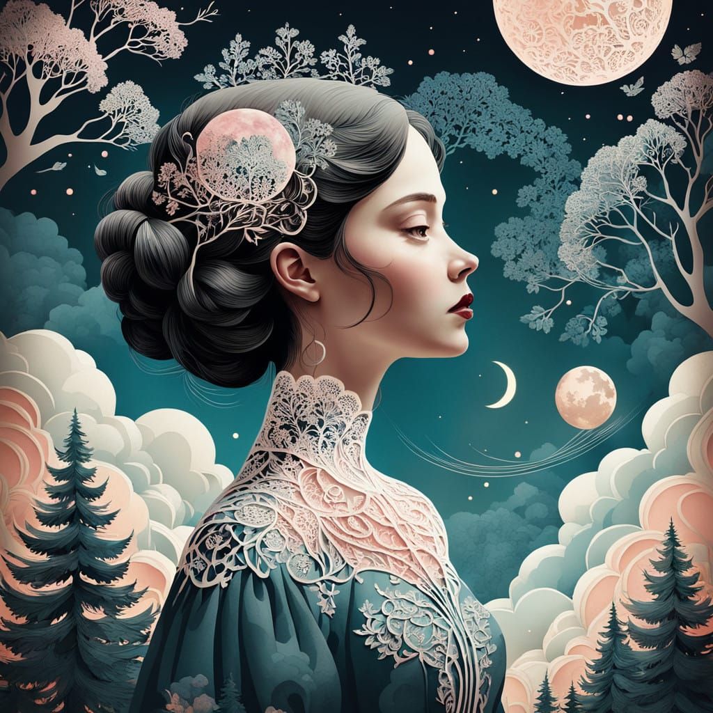 Whimsical Paper Collage Art Featuring Delicate Silhouettes a...