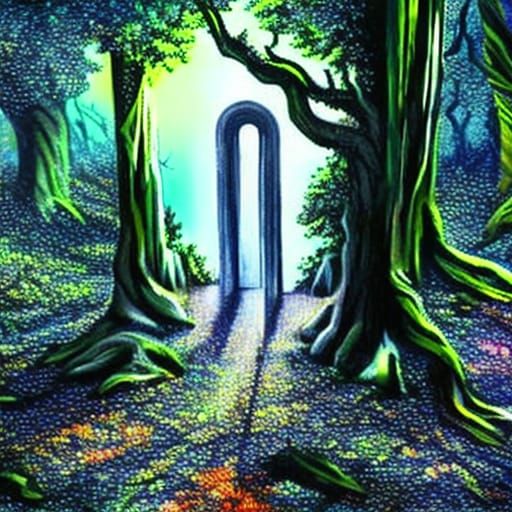 Hyperrealistic Dimensional Portal in Detailed Forest