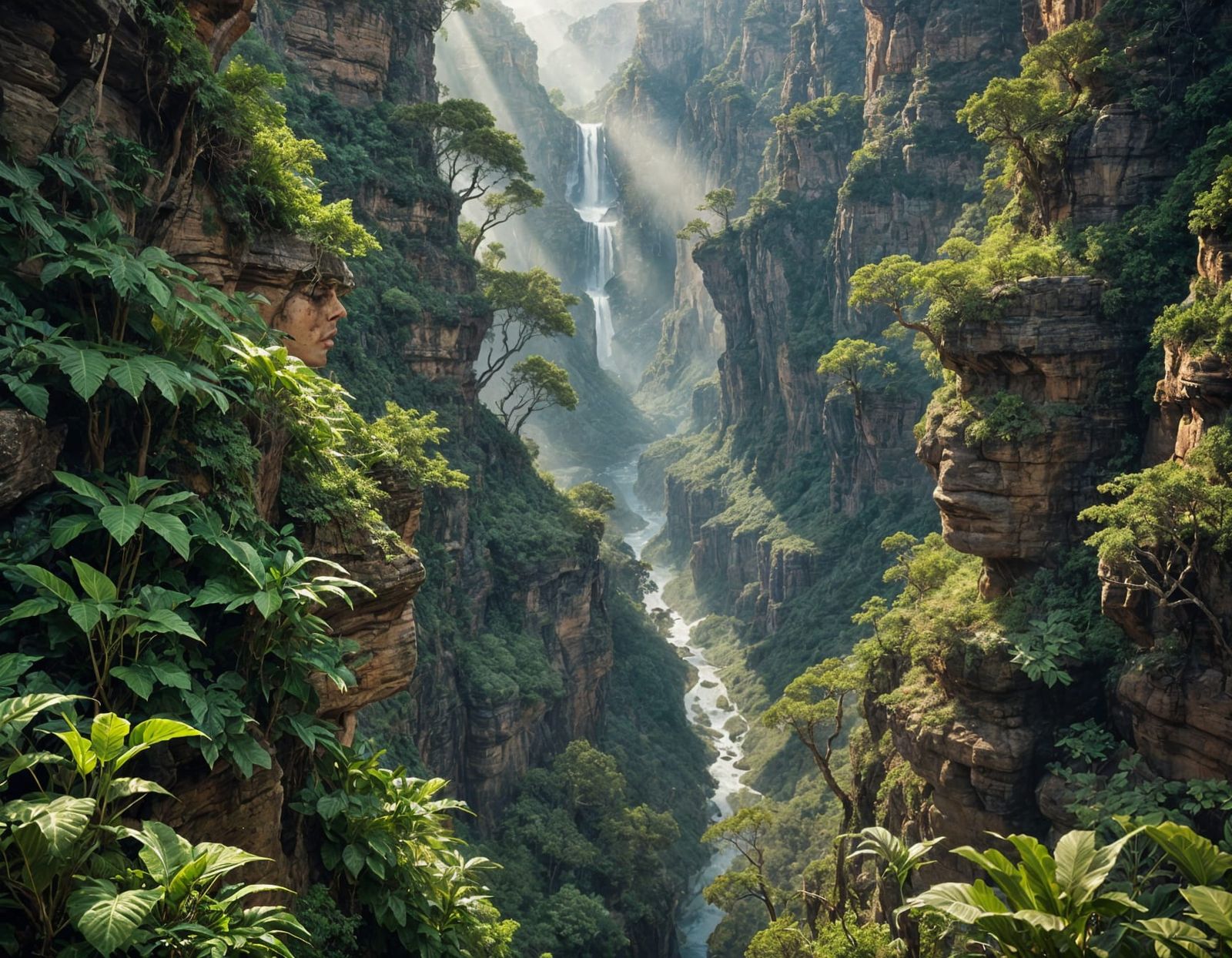 Lush Rainforest in Grand Canyon: Hyperdetailed Concept Art