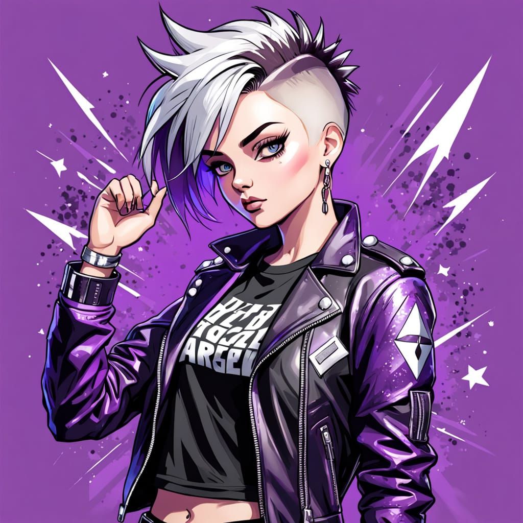Confident Asexual Rockstar with a Bold, Geometric Style