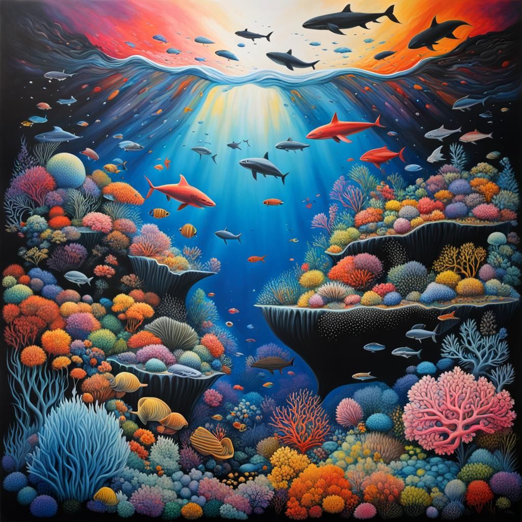 Hyperrealistic Ecological Plateaus: Spectral Coral and Sea L...
