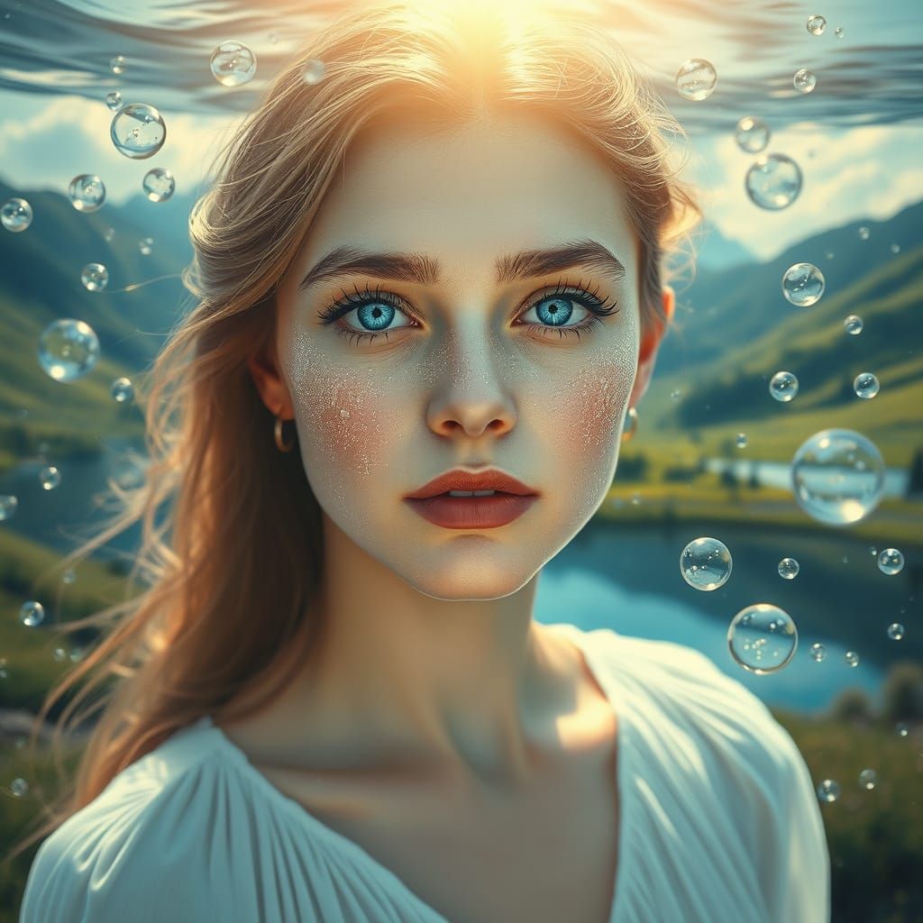 Captivating Woman with Sparkling Blue Eyes