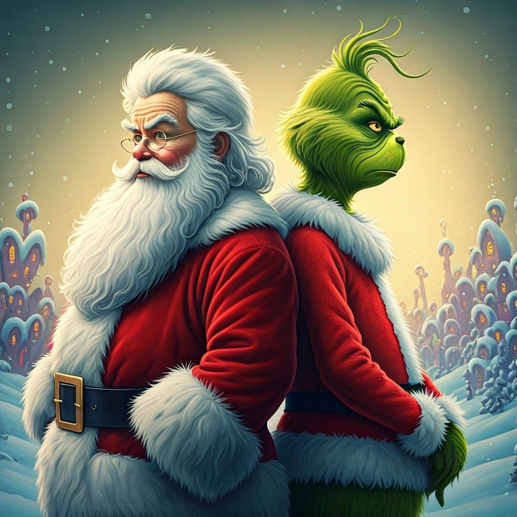 Santa and the Grinch Confront Their Contrasting Personalitie...