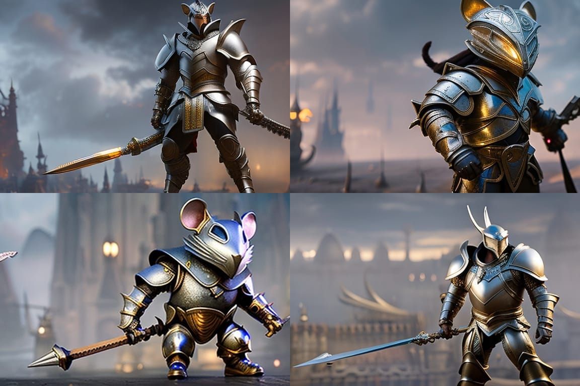 Armored Rat Fantasy Fighter: Detailed Digital Art