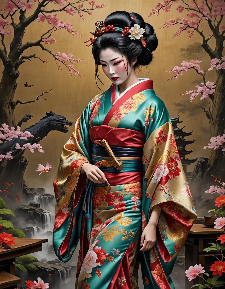 Geisha Fury in Japanese Tea House