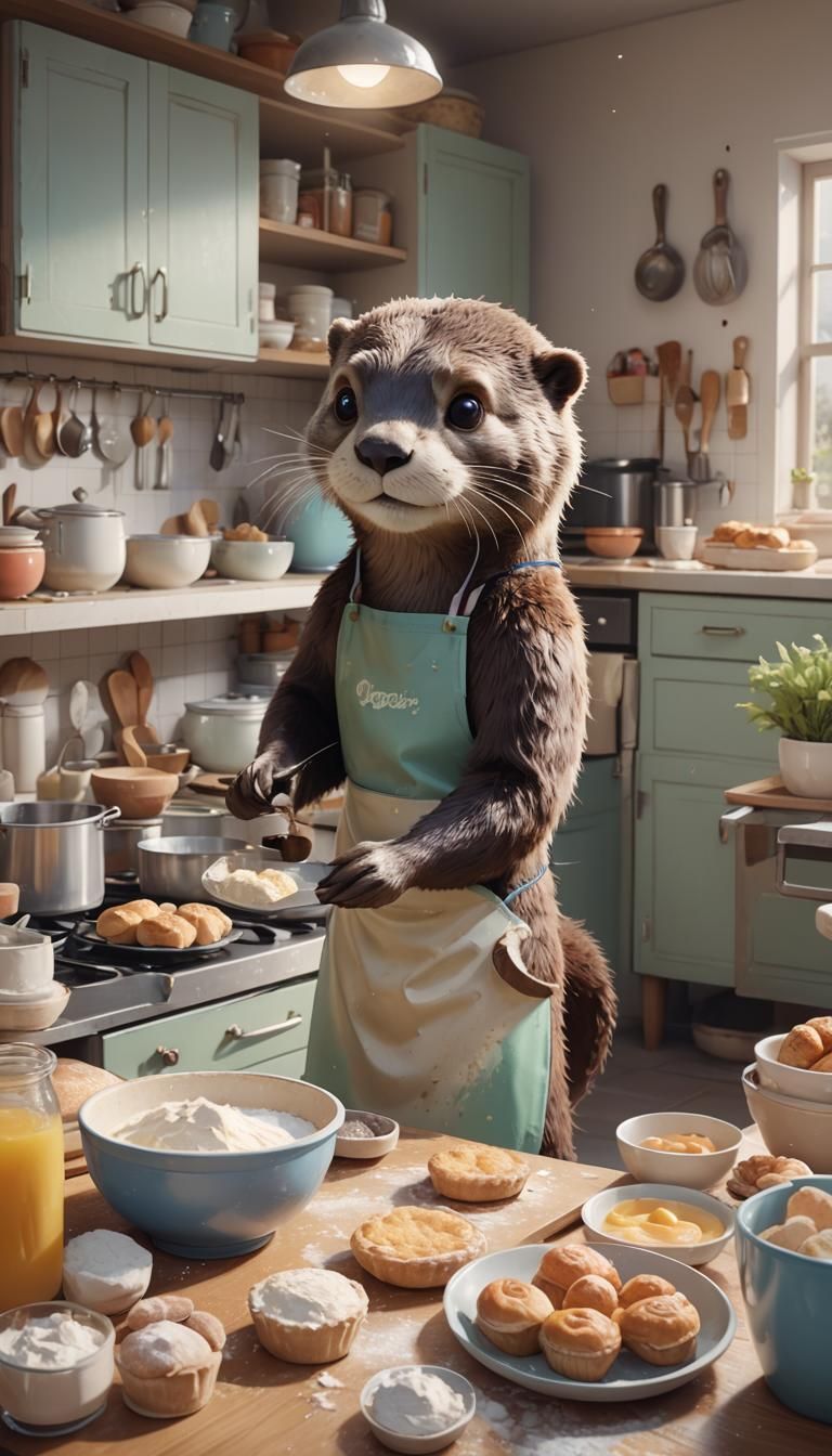 Otter Baking Pastries: 3D Pixar Animation