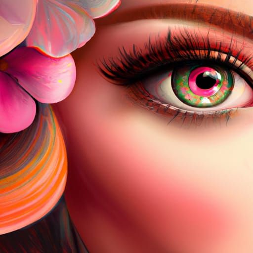 Rainbow Goddess Portrait in Art Nouveau Style