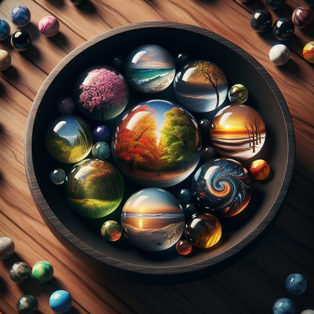 Seasonal Landscapes Encapsulated in Marbles