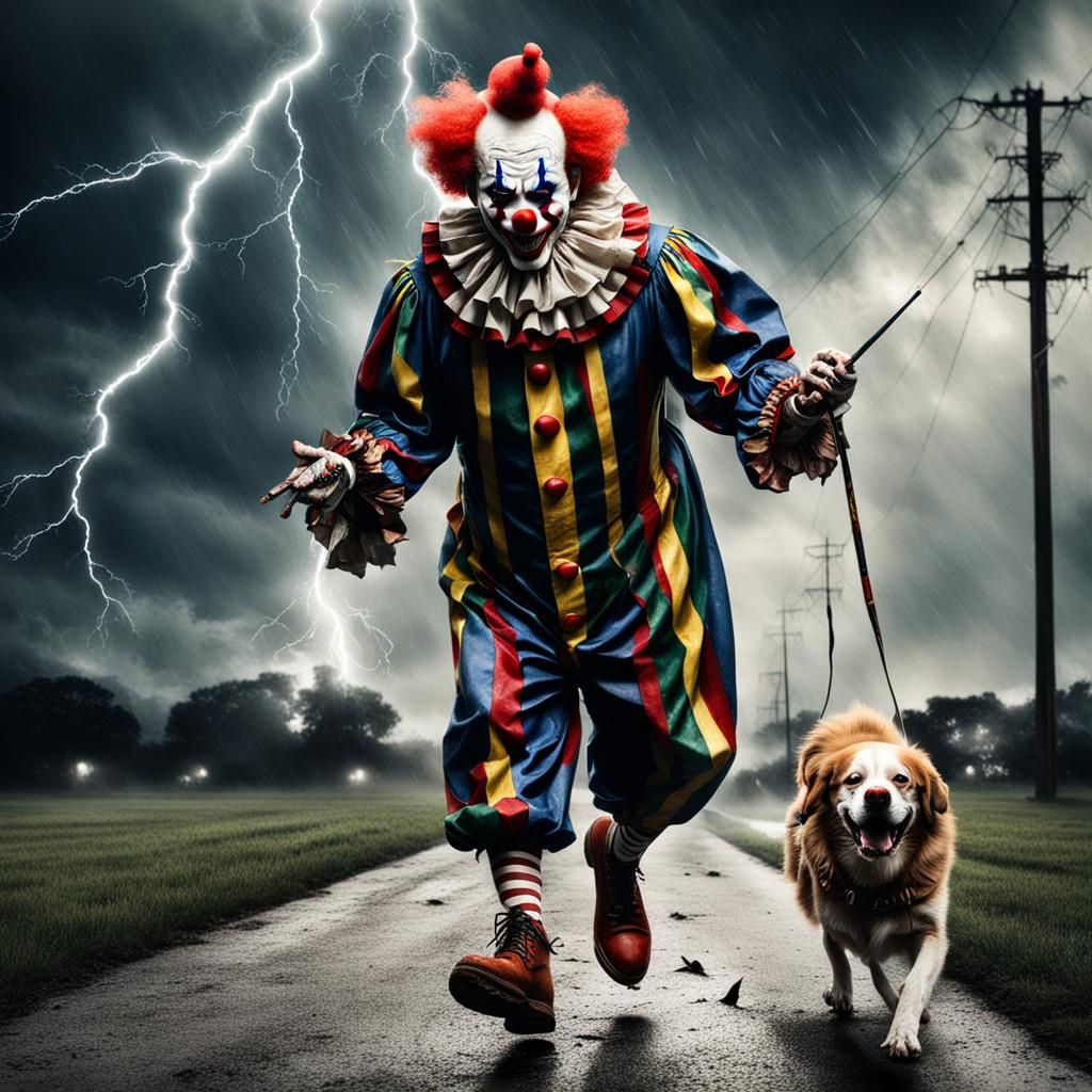 Clown Struck by Lightning While Walking Dog