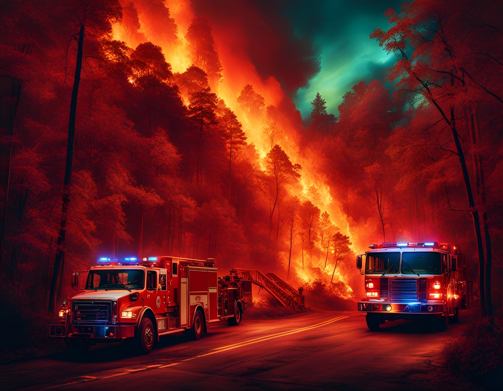 Fiery Forest: Dystopian Digital Illustration