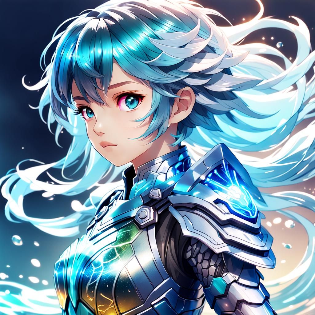 Attractive Hydro Female in Metallic Armor: 3D Render