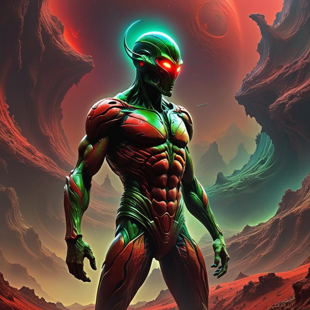 Martian Hunters in Surreal Sci-Fi Style