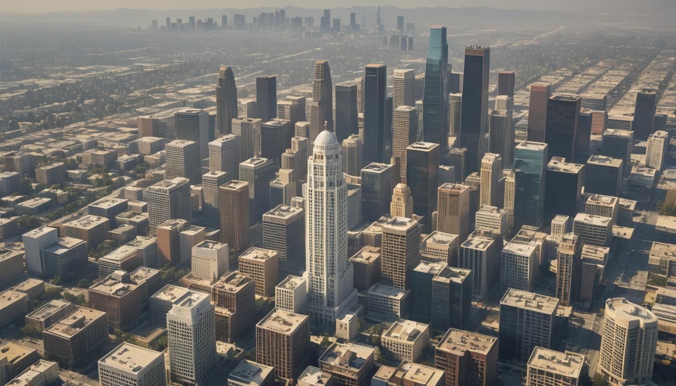 Los Angeles Skyline with San Gabriel Mountains