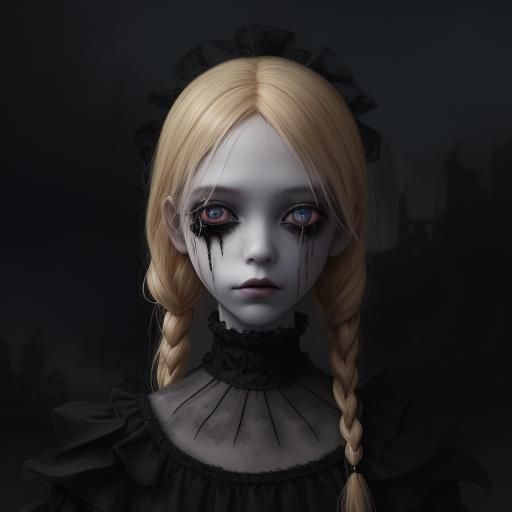 Dark Gothic Voodoo Doll in Black Mist