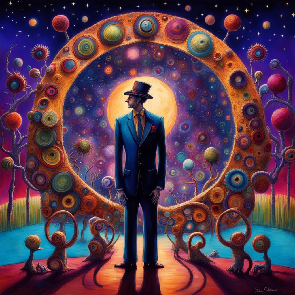 Retrofuturistic Jewel-Toned Scene in Burtonesque Style