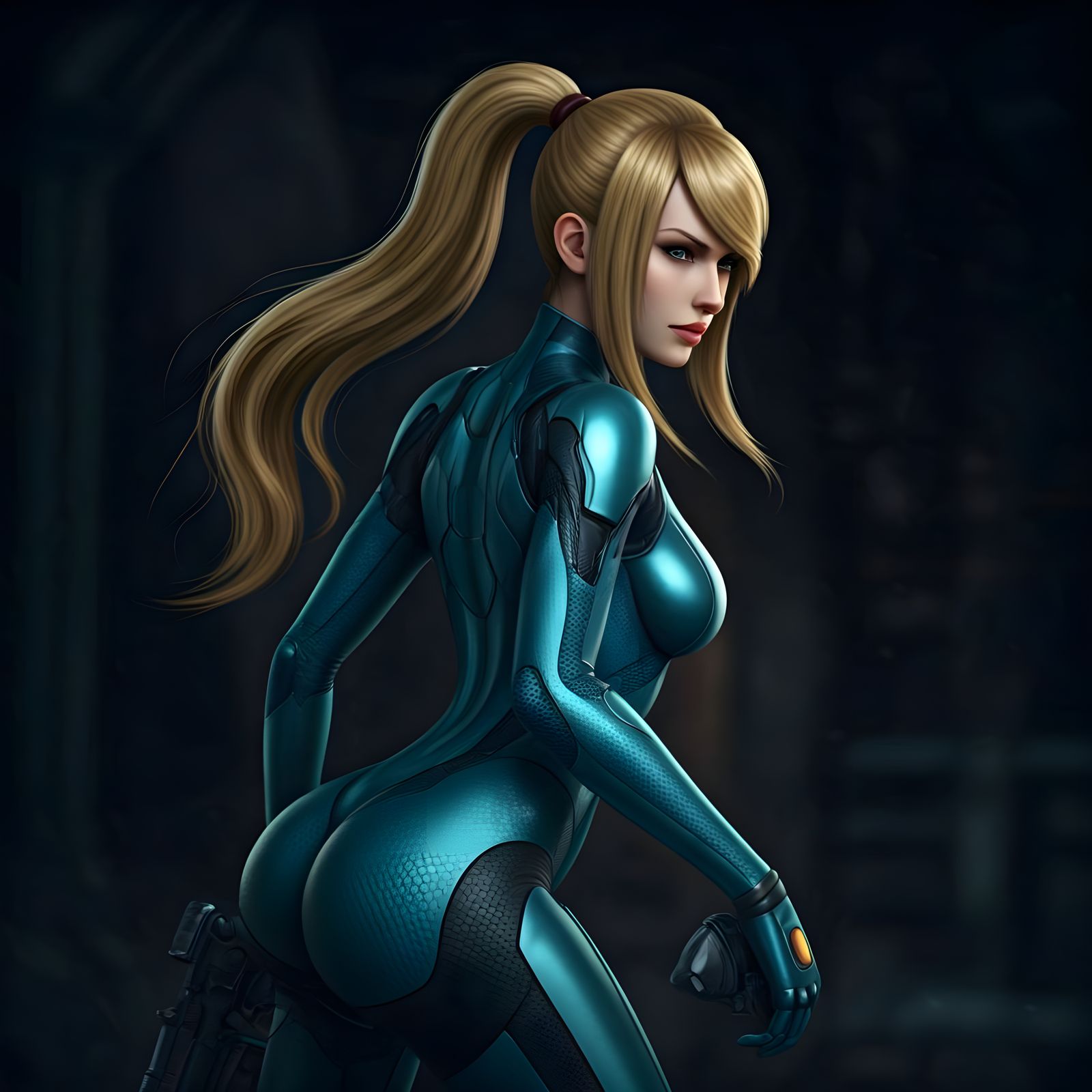 Samus Aran as Assassin in Blue Outfit