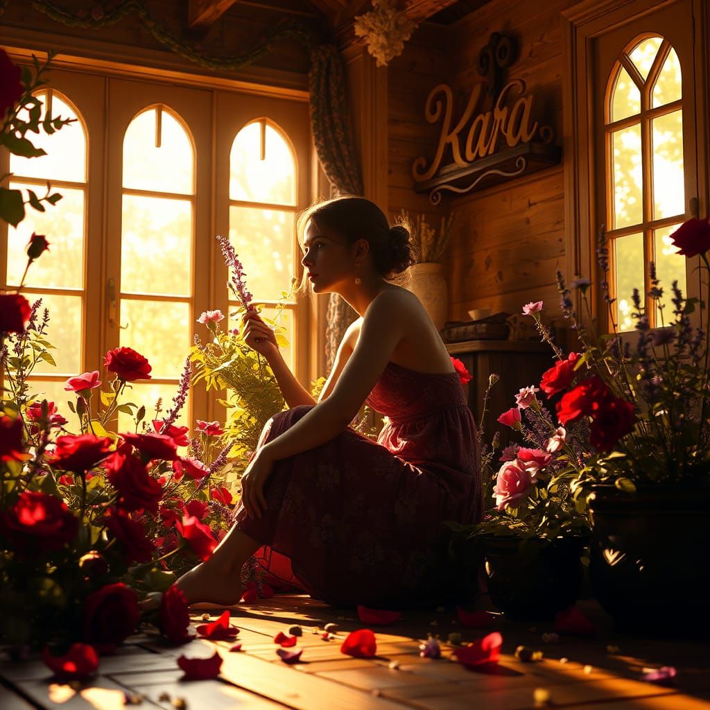 Kara in Indoor Forest, Dark Fantasy Concept Art