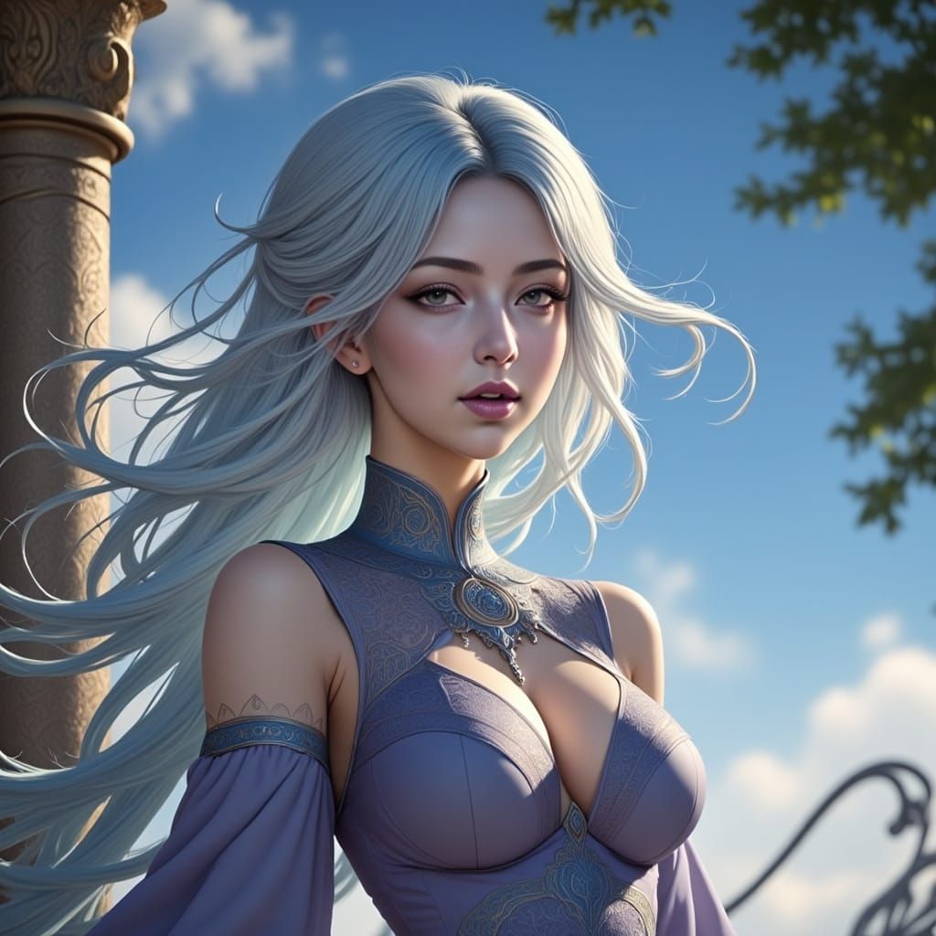 Immortal Elderyon with Vacant Eyes in Anime Style