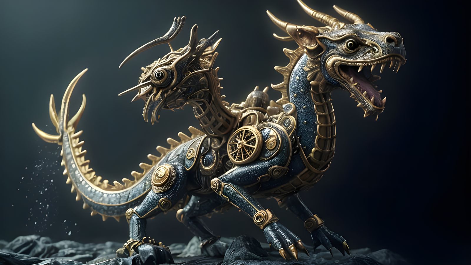 Magnificent Steampunk Dragon in a Whimsical Underwater Realm