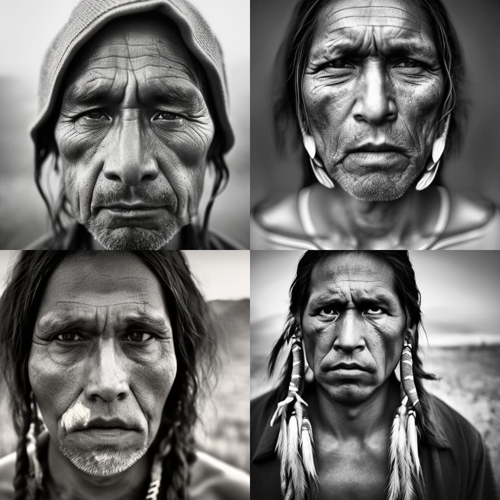 Native American Man Portrait in Photographic Style