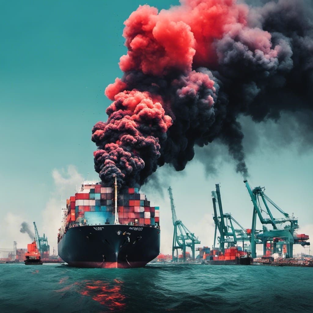 Tanker Emitting Smoke in Rotterdam Port