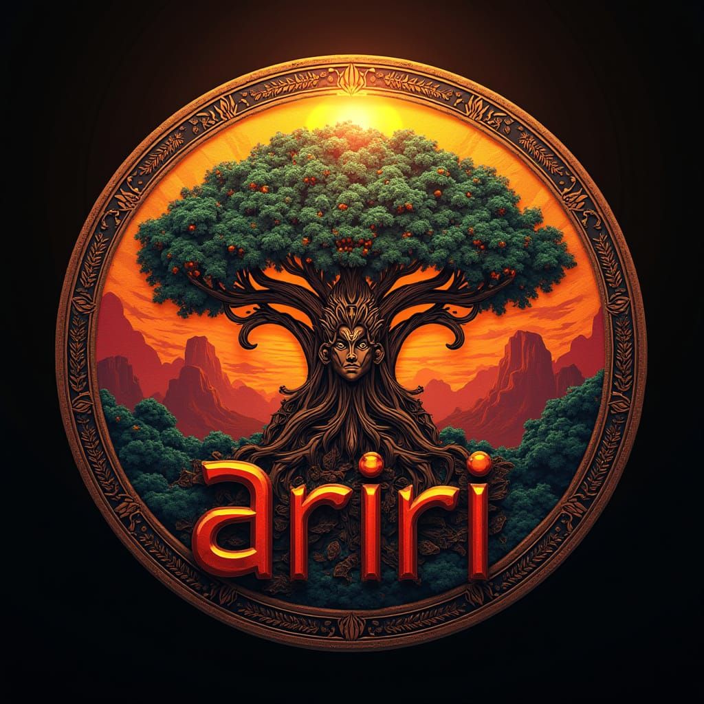Intricate Afrofuturist Logo for Ariri Restaurant and Bar