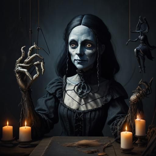 Haunter Marionette Tangled in Strings as Oil Painting