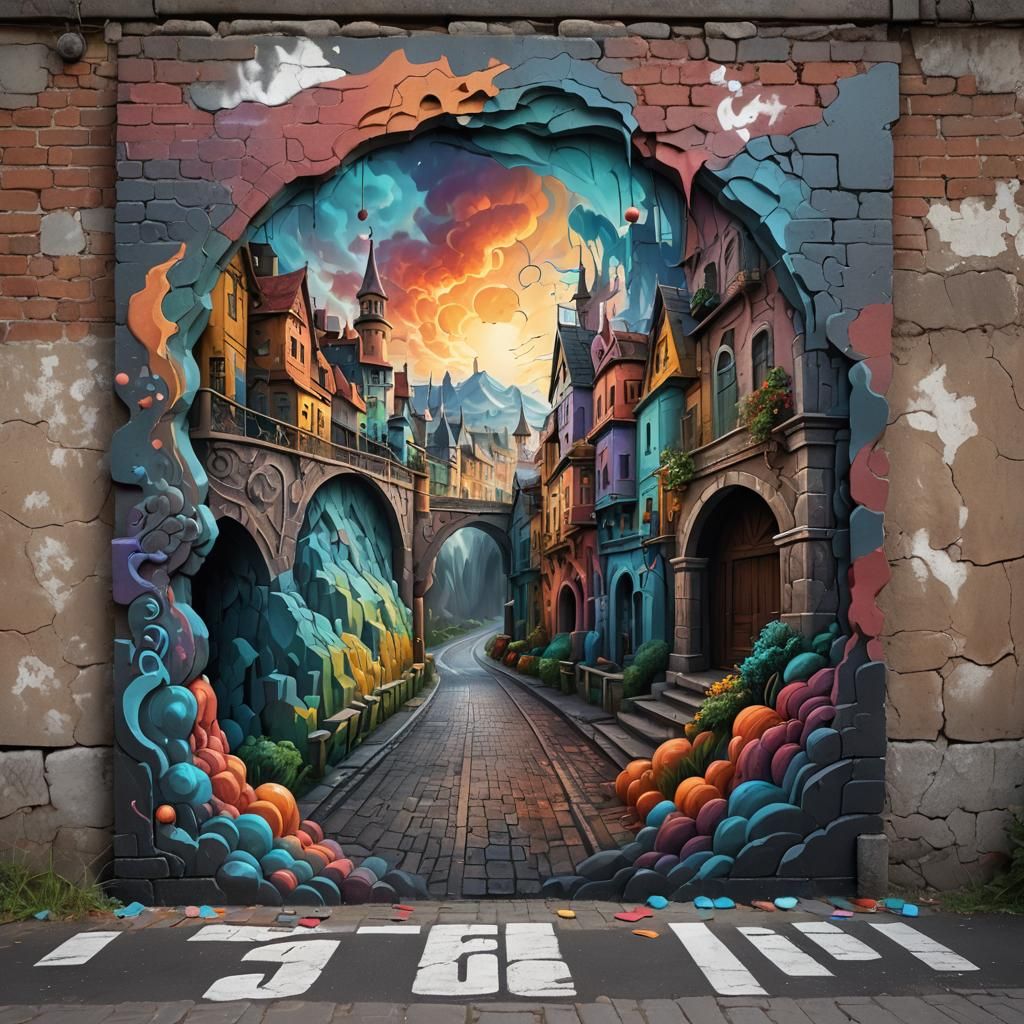 Fantastical Chalk Art Illusion in Detailed Matte Painting