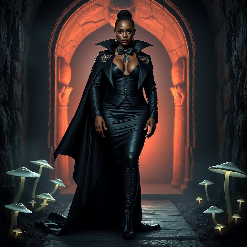 Nigerian Dracula Countess in Elegant Vampire Attire