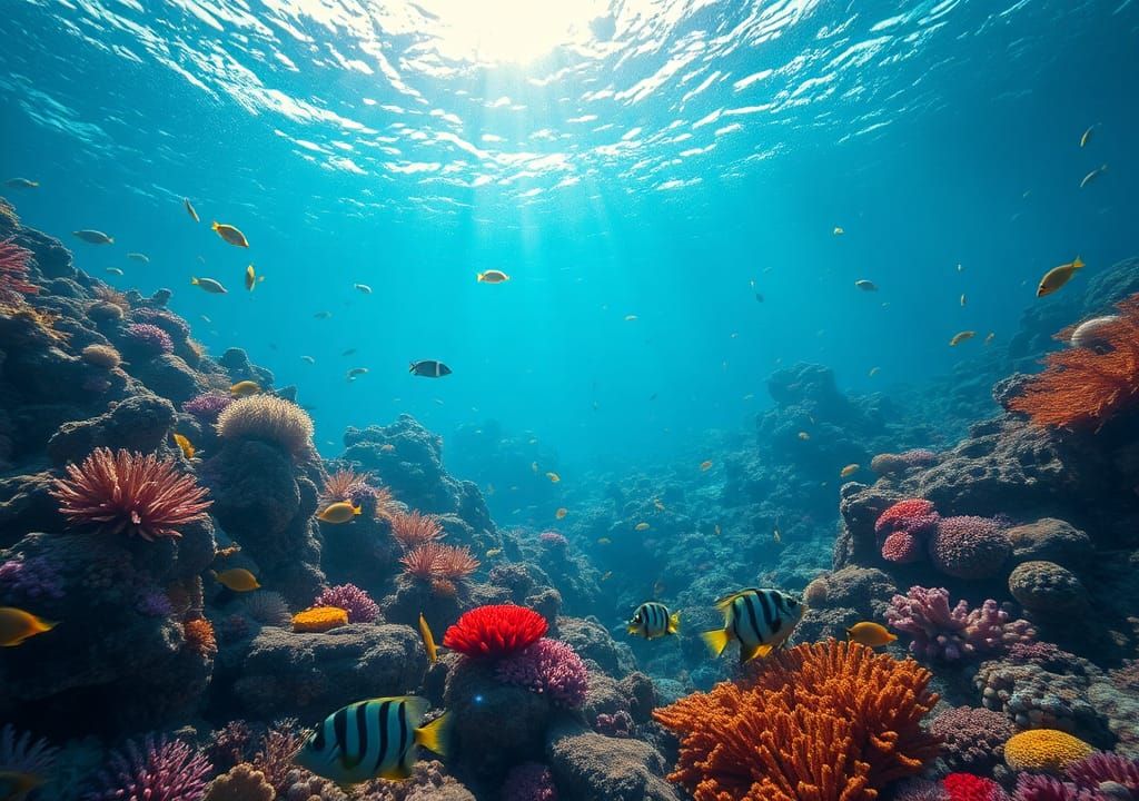 Vibrant Underwater Landscape with Coral Reef