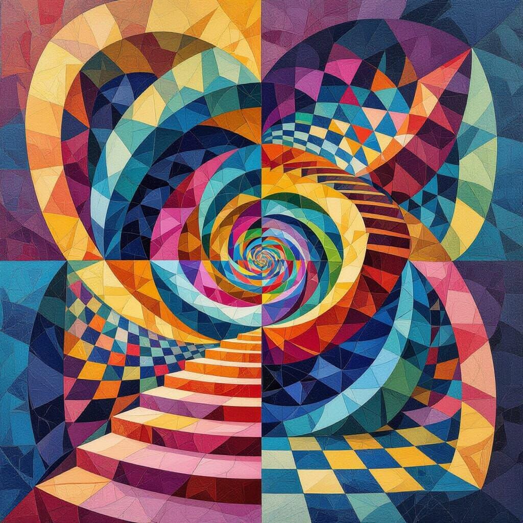 Colorful Vertigo Art Inspired by Escher