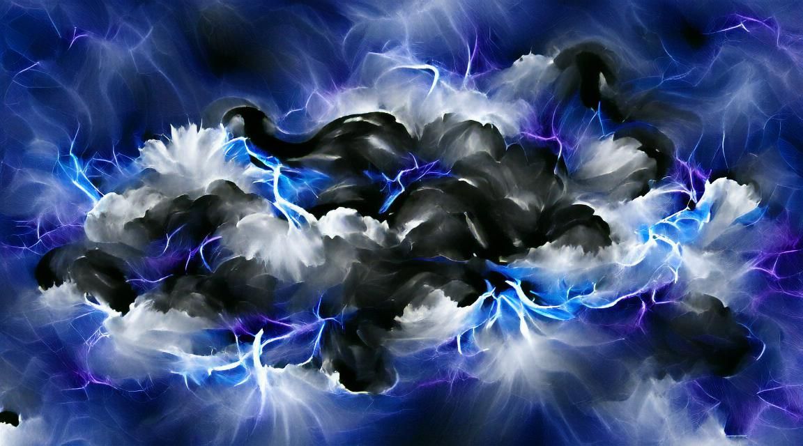 Striking Black Lightning Over White Cloudscape