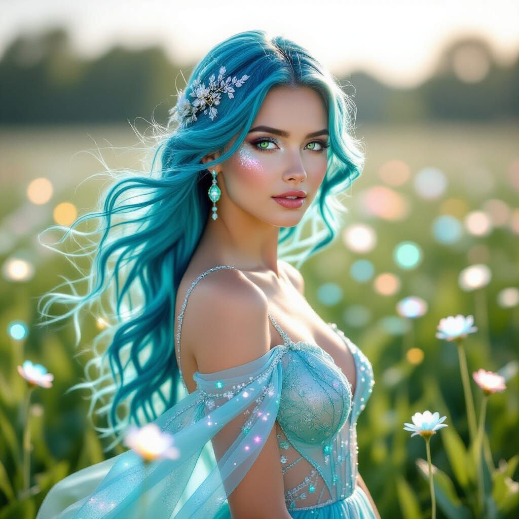 Bioluminescent Beauty in Art Nouveau Style