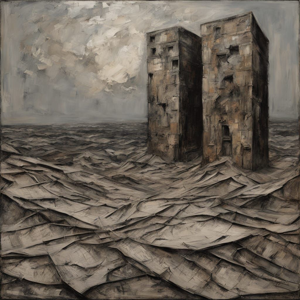 Monumental Textured Landscape Inspired by Somber Art