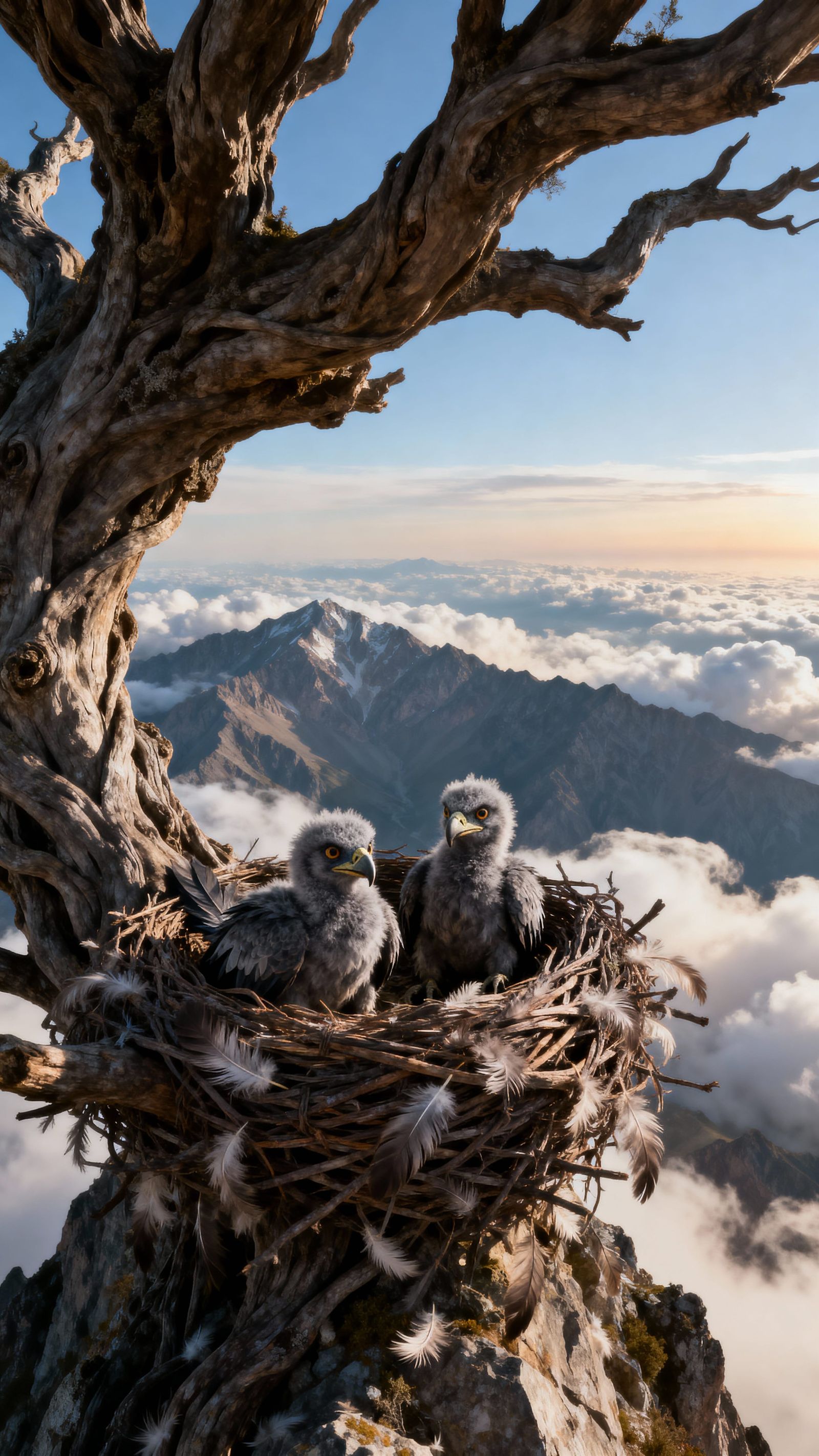 Simurgh Chicks in Epic Persian Mountain Nest
